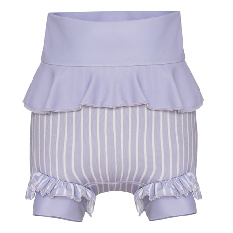 Culotte couche en néoprène - Volants - Lavande - Rayé